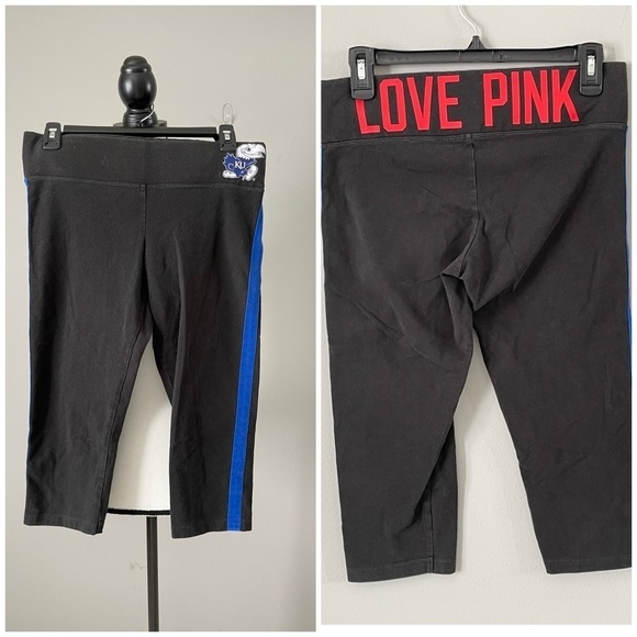 Jayhawks Kansas University JayHawks Pink by Victoria secret Capris size medium - Picture 1 of 14